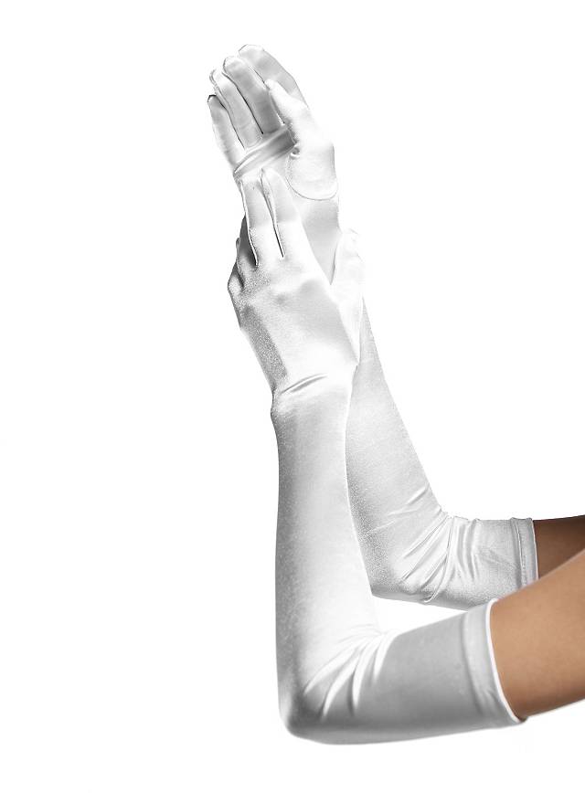Satin Gloves extra long white