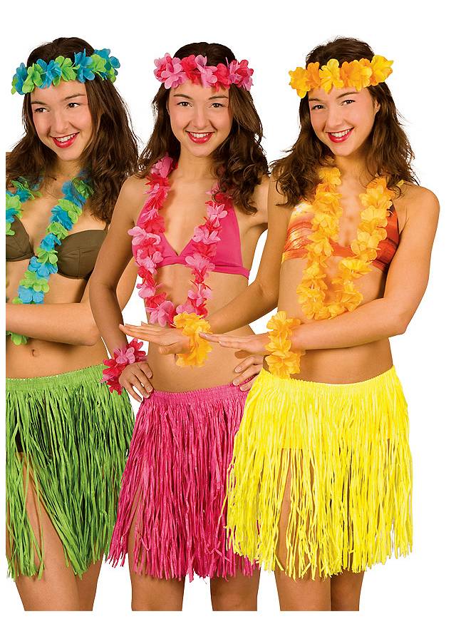 Bunte Strandkostüme im Hawaii-Look für Beach Party