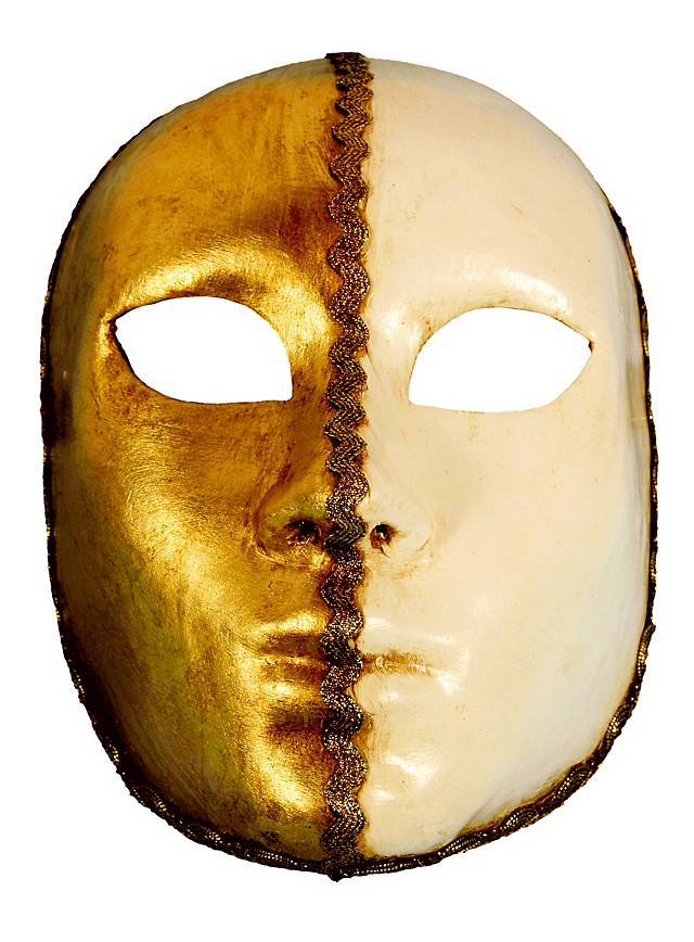 Volto 1 2 Bianco 1 2 Oro - Venetian Mask - Maskworld.com