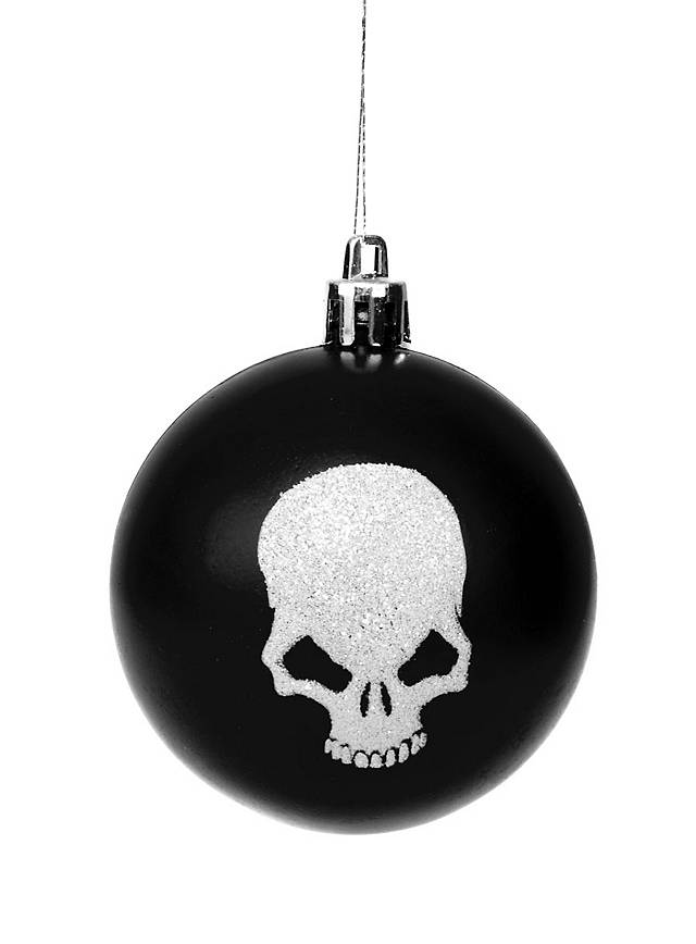 Weihnachtskugel Totenkopf schwarz