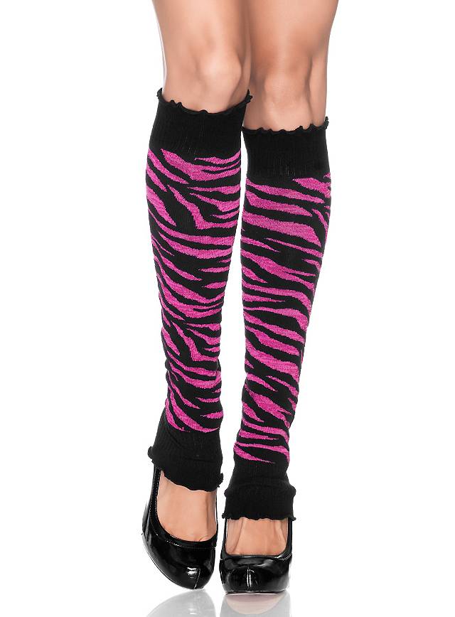 Zebra Knit Leg Warmers blackpink