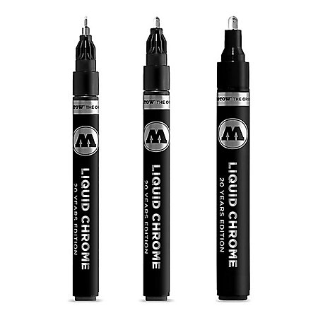 Molotow - Marker Set: 1mm, 2mm, 4mm Liquid Chrome 