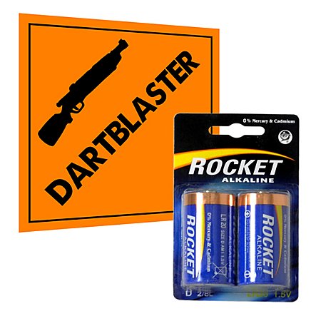 Rocket Alkaline D Batterie 2er Pack für Blaster und Spielzeug - z.B. Nerf  Titan, Rhino-Fire, Havoc, Vulcan, Stampede 