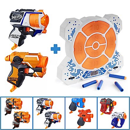 Action Bundle: 2x Nerf MicroShots + Elektronische Zielscheibe DX7 (5 Styles zur Wahl)