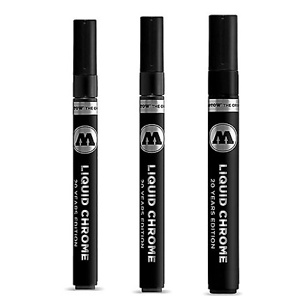 Molotow - Set di pennarelli: 1mm, 2mm, 4mm Cromo Liquido
