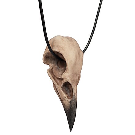Raven skull pendant with leather tong (11cm)