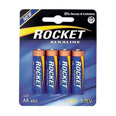 Rocket Alkaline AA Batterie 4er Pack für Blaster und Spielzeug - z.B. Nerf Rayven, Stockade, Stryfe