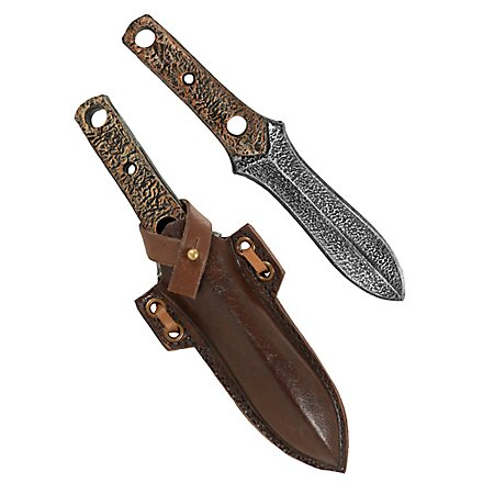 Wurfdolch mit Scheide - Stiefeldolch, braun Polsterwaffe