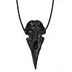 Raven skull pendant with leather tong (11cm)