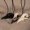 Raven skull pendant with leather tong (11cm)