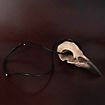 Raven skull pendant with leather tong (11cm)