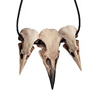 Ciondolo a forma di teschio di corvo con pinza di cuoio (11cm)