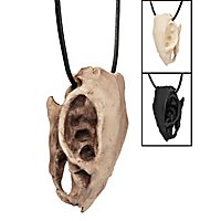 Ciondolo a forma di teschio di ratto con pinza in pelle (7cm)