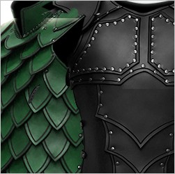 Cuirasses made of leather and leather brigandines in historically inspired and fantasy styles for LARP armor – high quality, handcrafted.
