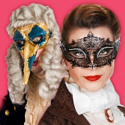Original Venezianische Masken - Halbmasken, Vollmasken, Commedia dell'arte, Karneval in Venedig, Carnevale di Venezia