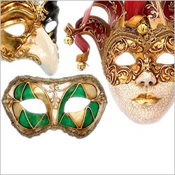 Original Venetian Carnival Masks - Full & Half Masks. Commedia dell'arte. Carnival in Venice. Carnevale di Venezia