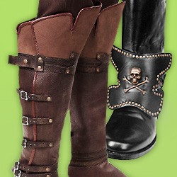 Homme Genou Bottes Brown Faux Cuir Chaussures Cosplay Costume Carnaval Robe de Fantaisie Pour Adulte 