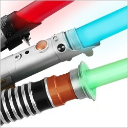 Official Star Wars lightsabers with special FX – the weapon of Darth Vader, Luke Skywalker, Obi-Wan Kenobi, and many other Star Wars characters.