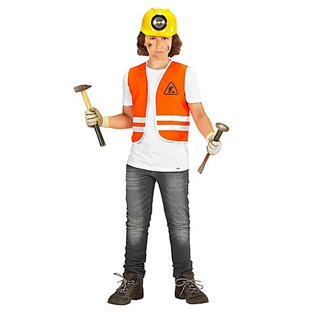 41qc Bauarbeiter Kostüm für Jungen Kinder Rollenspiel Spielzeug Ingenieur  Weste für Kind