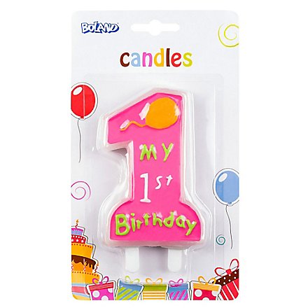 Birthday candle My 1st Birthday pink