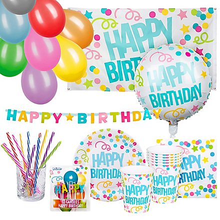 Birthday party decoration set 60 pieces for 6 persons