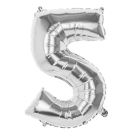Folienballon Zahl 5 silber 86 cm