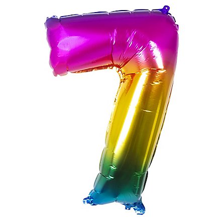 Folienballon Zahl 7 Regenbogen 86 cm