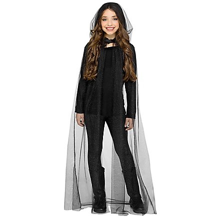 Nachtschwarzes Glitzercape für Kinder