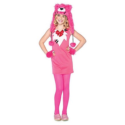 Pinkfarbener Kuschelbär Kostüm für Kinder
