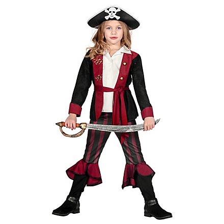 Piratenoutfit weinrot für Mädchen