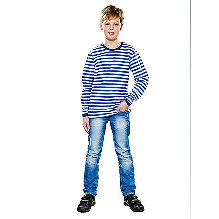 Ringelshirt für Kinder langarm blau-weiß