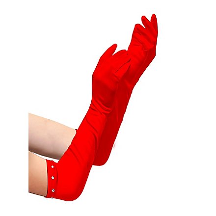 Satin gloves extra long red for children