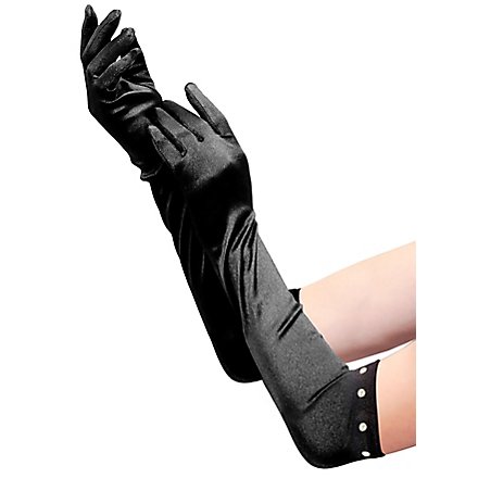 Satin Handschuhe extra lang schwarz für Kinder