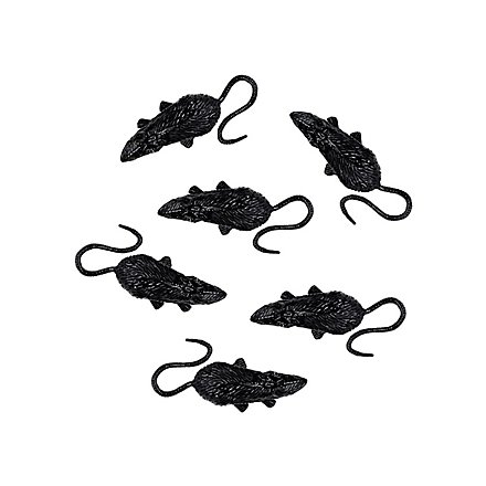 Schwarze Mäuse Halloween Deko 6 Stück