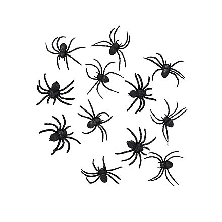 Schwarze Spinnen Halloween Deko 12 Stück