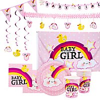 Baby party decoration set girl 31 pieces for 6 persons