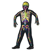 Brightly coloured illuminated skeleton children's costume