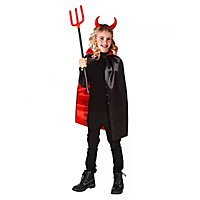 Devil costume for children 4-piece with cape, devil horns, trident and make-up