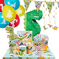 Dino party decoration set deluxe 63 pieces with piñata for 6 persons