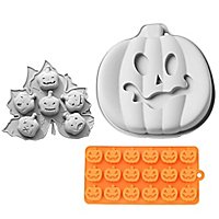 Halloween silicone moulds set pumpkins for baking, for chocolates, gummy bears and ice cubes, set of 3