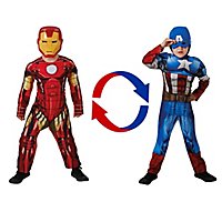 Iron Man & Captain America reversible jumpsuit for kids with two masks