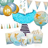 Mermaids party decoration set deluxe 54 pieces with piñata for 6 persons