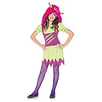Pelziges Grummelmonster Kostüm für Kinder neongrün