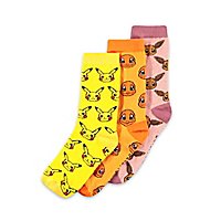 Pokémon – Pikachu/Glumanda/Evoli Socken 3er-Pack