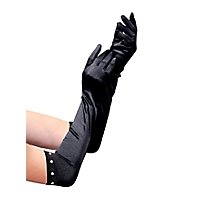Satin Handschuhe extra lang schwarz für Kinder