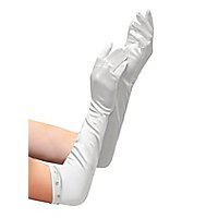 Satin Handschuhe extra lang weiß für Kinder