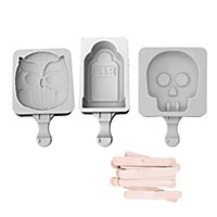 Popsicle silicone moulds set gravestone, owl, skull set of 3
