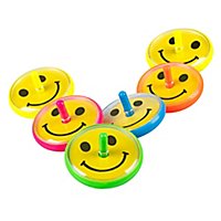 Smiley spinning top in different colors, 6 pieces