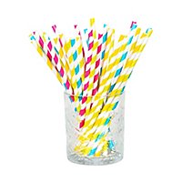 Striped paper straws coloured 20 pieces