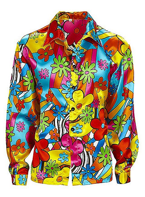 70er Männerhemd XXL 60-62 Herren Hippiehemd Flowerpower Shirt Kostüm Schlager 